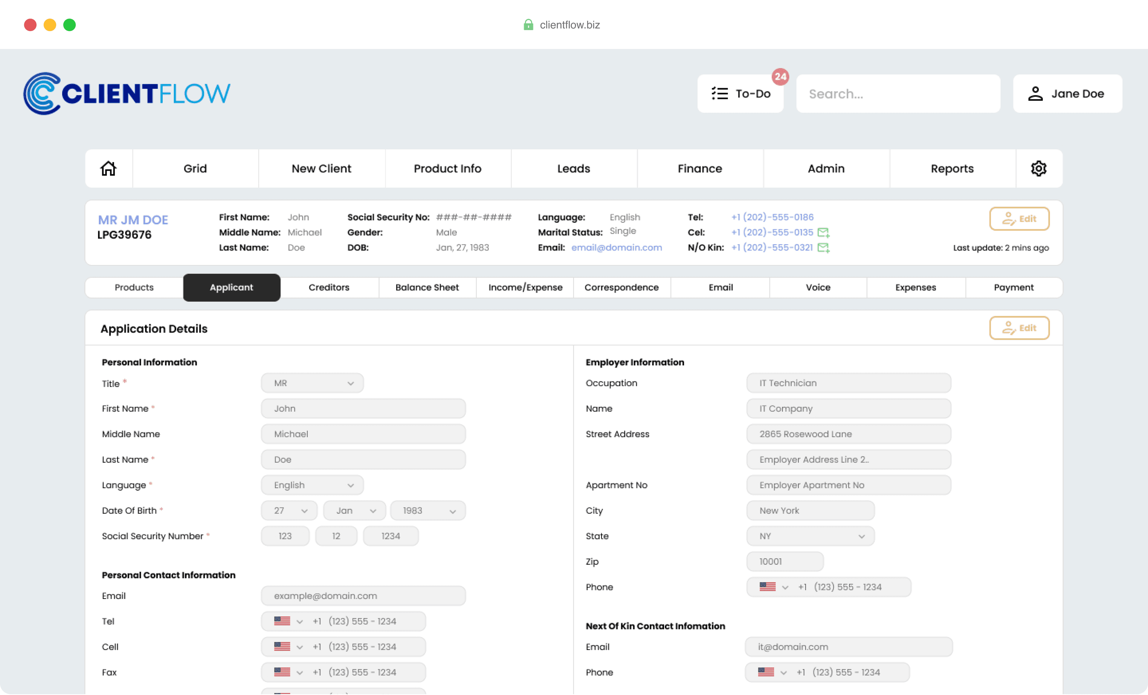 Lead management view showing imported leads allocated to salespeople